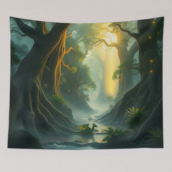 Item preview, Baby Forest Dragon Rests Near the River at Sunrise designed and sold by Fanta-sticky.