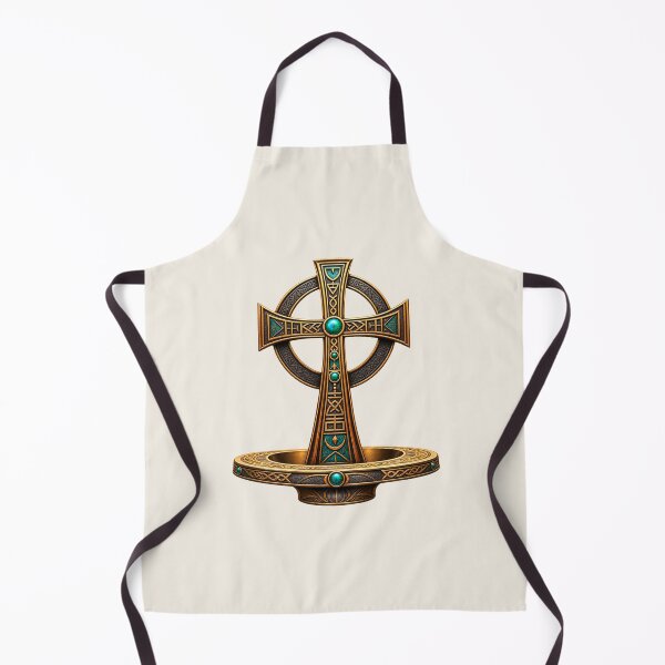 Item preview, Ornate Celtic Cross Art – Mystical Bronze and Turquoise Sacred Symbol designed and sold by 'VARI'.