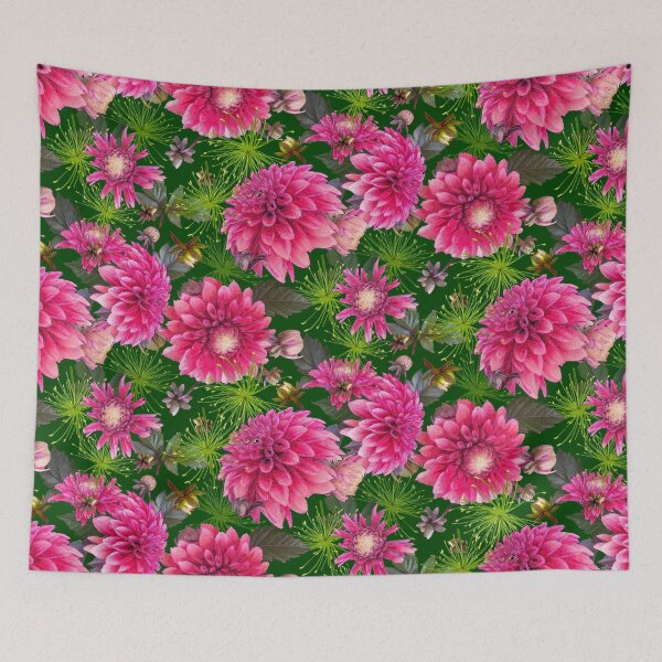 Item preview, Dahlias and Papyrus on Green 004001 designed and sold by Art in My Loft.