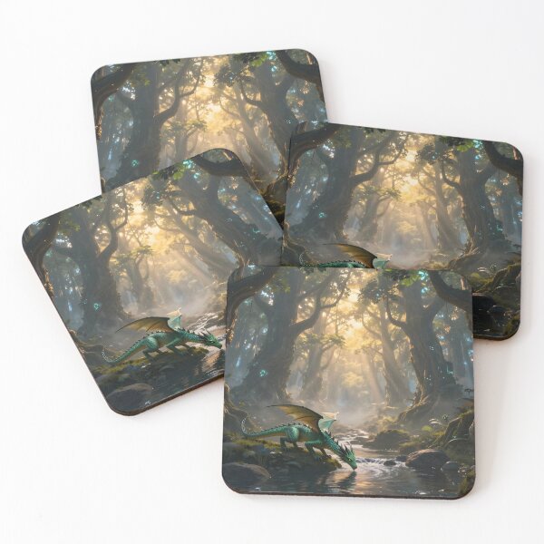 Item preview, In a Mystical Forest the Green Dragon Sates its Thirst designed and sold by Fanta-sticky.