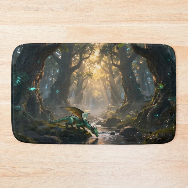 Item preview, In a Mystical Forest the Green Dragon Sates its Thirst designed and sold by Fanta-sticky.