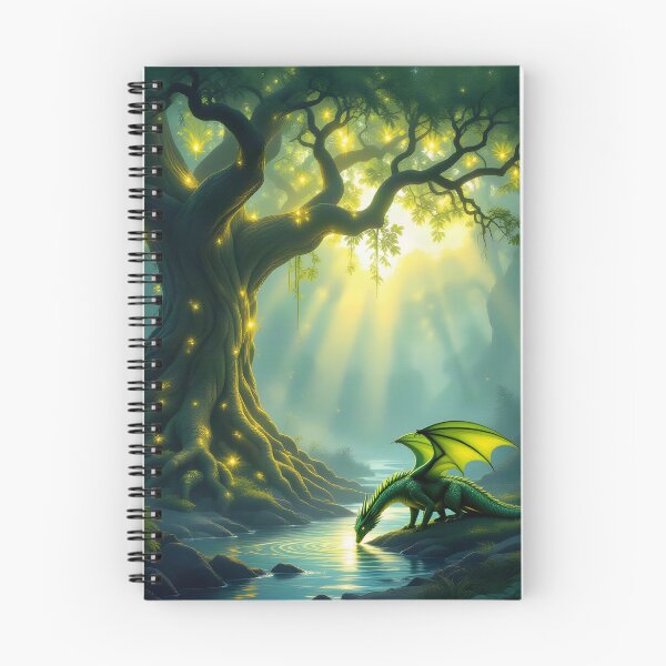 Item preview, A Green Dragon Drinks from the River in the shadow of a Magical Tree designed and sold by Fanta-sticky.