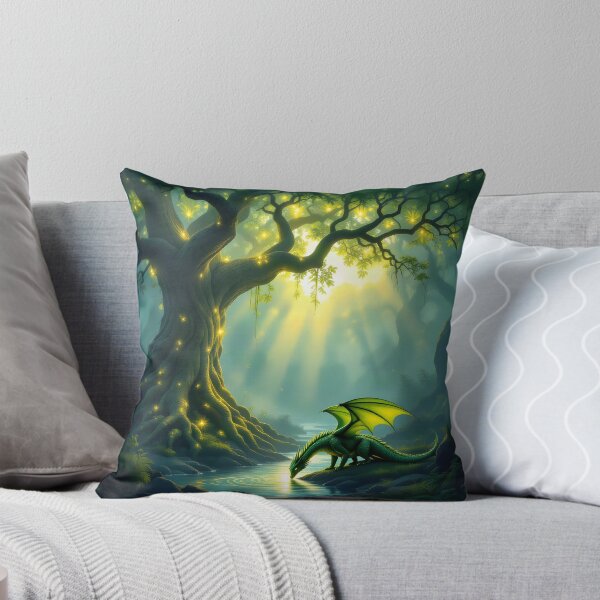 Item preview, A Green Dragon Drinks from the River in the shadow of a Magical Tree designed and sold by Fanta-sticky.
