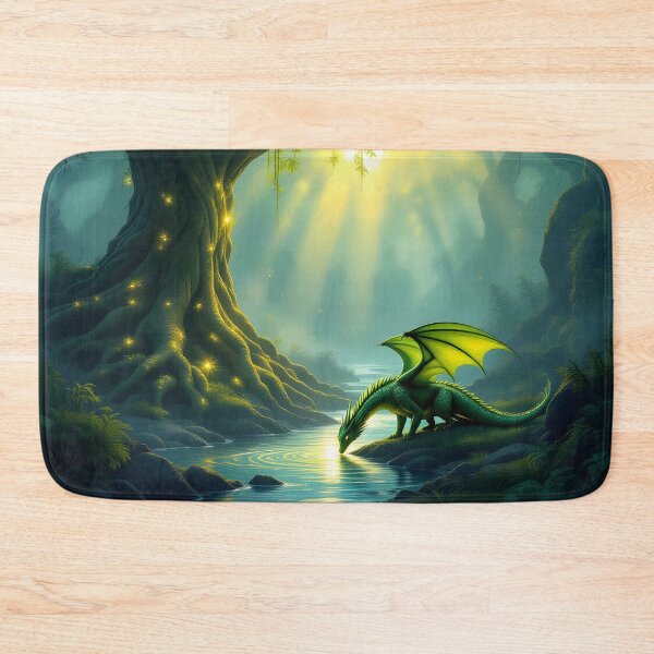 Item preview, A Green Dragon Drinks from the River in the shadow of a Magical Tree designed and sold by Fanta-sticky.