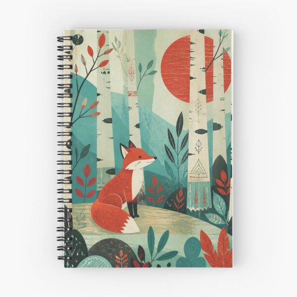 Item preview, Scandinavian Geometric Red Fox Birch Forest Sun designed and sold by GrinGalore.