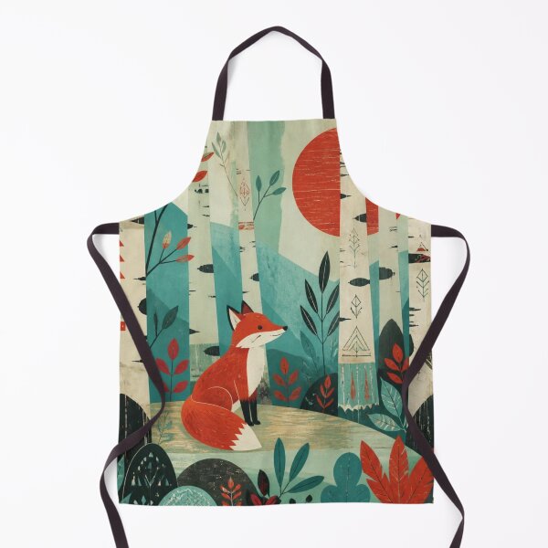 Item preview, Scandinavian Geometric Red Fox Birch Forest Sun designed and sold by GrinGalore.