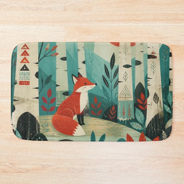 Item preview, Scandinavian Geometric Red Fox Birch Forest Sun designed and sold by GrinGalore.