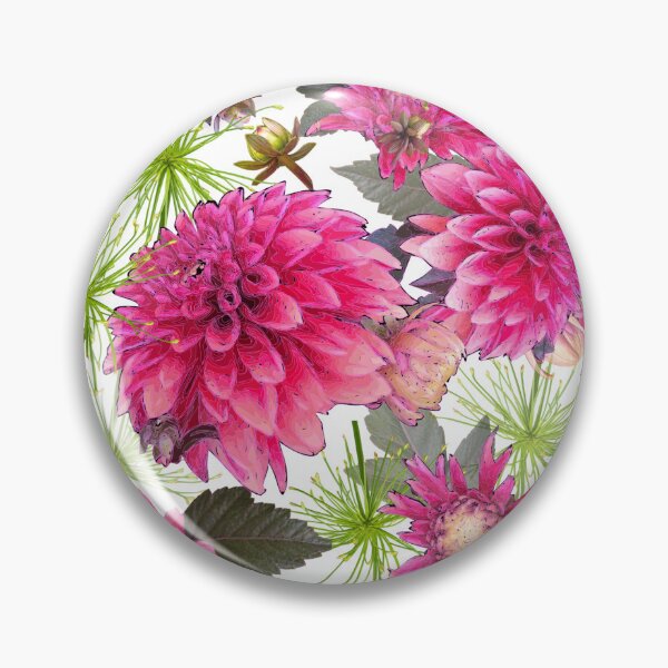 Item preview, Dahlias and Papyrus on White designed and sold by Art in My Loft.
