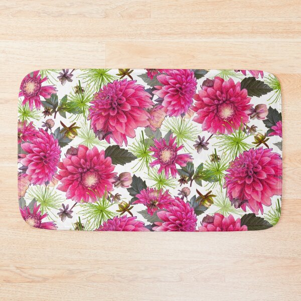 Item preview, Dahlias and Papyrus on White designed and sold by Art in My Loft.