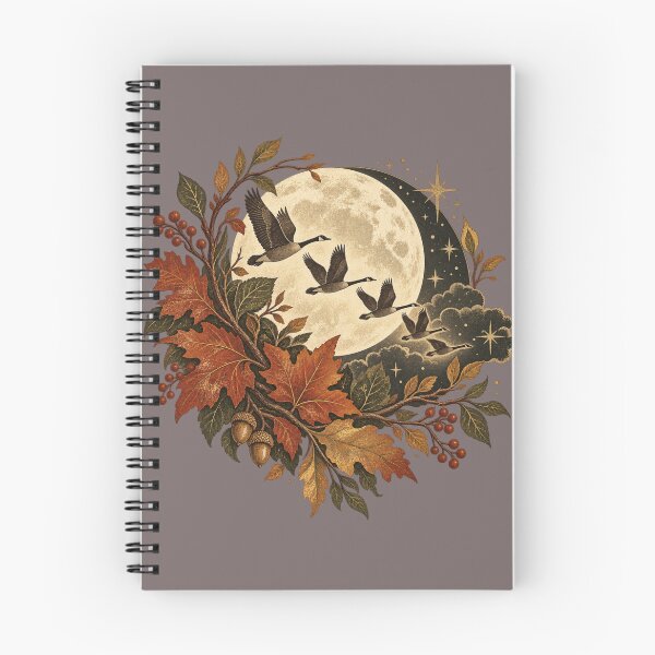 Item preview, Autumn Moon Geese Vintage Folk Illustration designed and sold by Golden Era Studio.