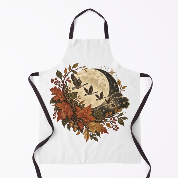 Item preview, Autumn Moon Geese Vintage Folk Illustration designed and sold by Golden Era Studio.