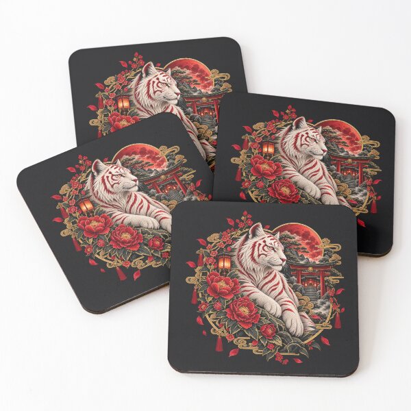 Item preview, Crimson Tiger Bloom Japanese Tiger Fantasy Art designed and sold by d69designs.