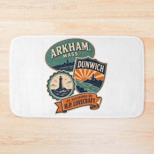 Item preview, H.P. Lovecraft Arkham and Dunwich Travel Badges designed and sold by Fenay Designs.
