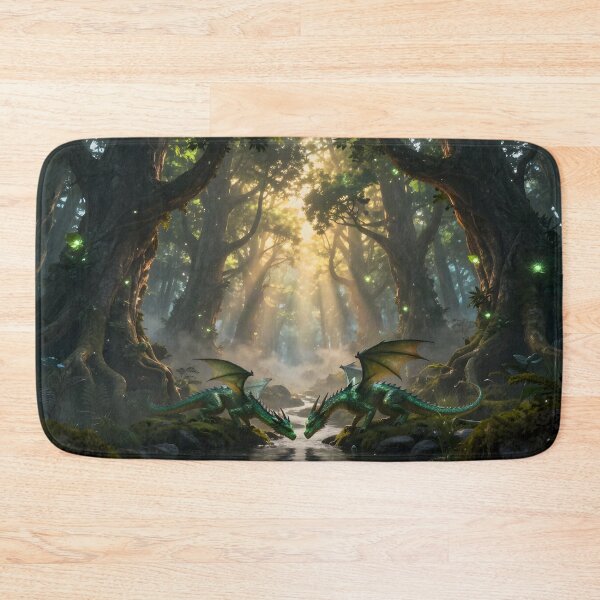 Item preview, A Pair of Green Dragons Drink from the Forest Stream designed and sold by Fanta-sticky.