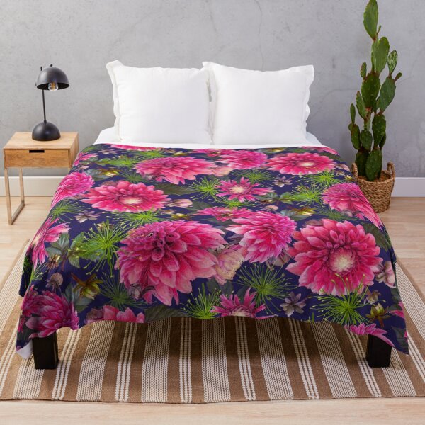 Item preview, Dahlias and Papyrus on Deep Periwinkle 2a2158 designed and sold by Art in My Loft.