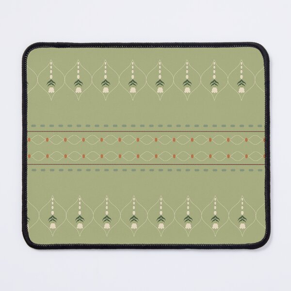 Item preview, Thai Crown Flower Threaded Border – Sage Green Botanical Stripe Pattern designed and sold by NATHA PALETTE.