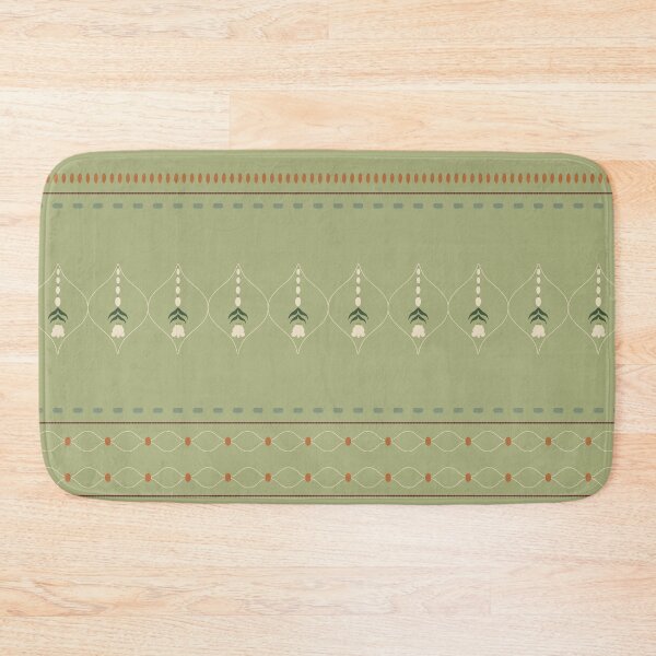 Item preview, Thai Crown Flower Threaded Border – Sage Green Botanical Stripe Pattern designed and sold by NATHA PALETTE.