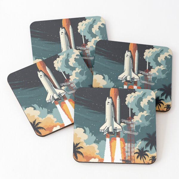 Item preview, Retro Space Shuttle Launch Poster - Vintage Rocket Space Art designed and sold by Deep Field Prints.