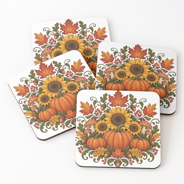 Item preview, Vintage Autumn Harvest Folk Art Bouquet designed and sold by Golden Era Studio.