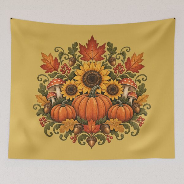 Item preview, Vintage Autumn Harvest Folk Art Bouquet designed and sold by Golden Era Studio.