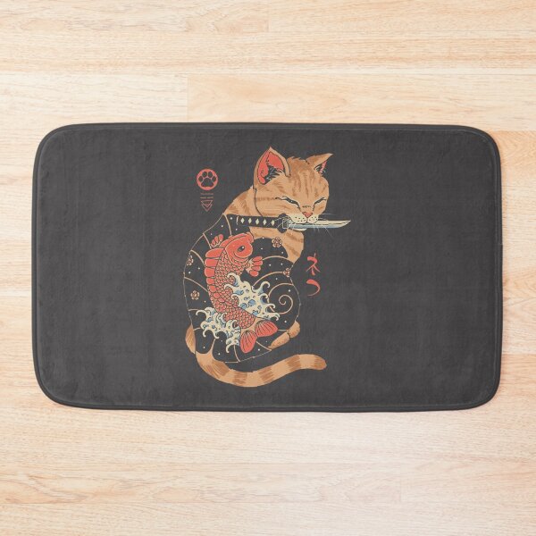Item preview, Whimsical Carp Tattoo Cat Art | Limited Edition designed and sold by Thakor Jitendra.