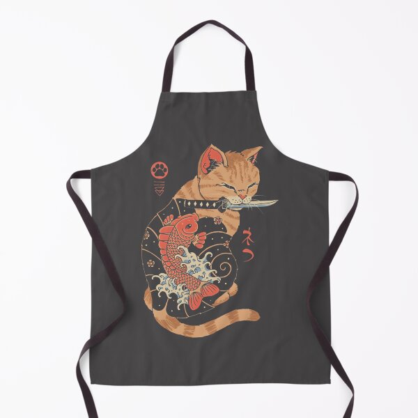Item preview, Whimsical Carp Tattoo Cat Art | Limited Edition designed and sold by Thakor Jitendra.