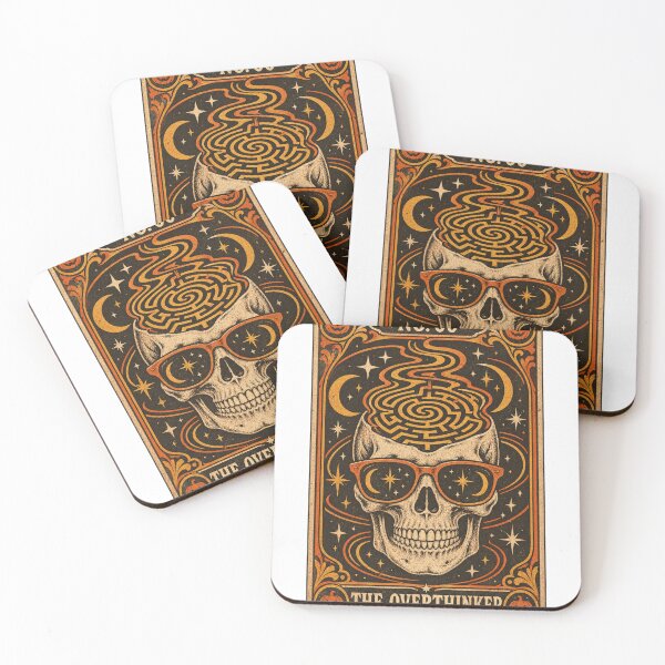 Item preview, The Overthinker Funny Retro Tarot Card Halloween Skull designed and sold by ZAKE-store.