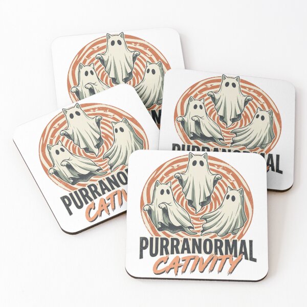 Item preview, Purranormal Cativity Ghost Cats Funny Halloween Pun Retro Hypnotic Badge designed and sold by raedattia.