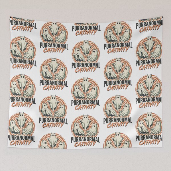 Item preview, Purranormal Cativity Ghost Cats Funny Halloween Pun Retro Hypnotic Badge designed and sold by raedattia.