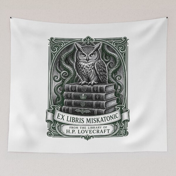 Item preview, H.P. Lovecraft Ex Libris Miskatonic Owl designed and sold by Fenay Designs.