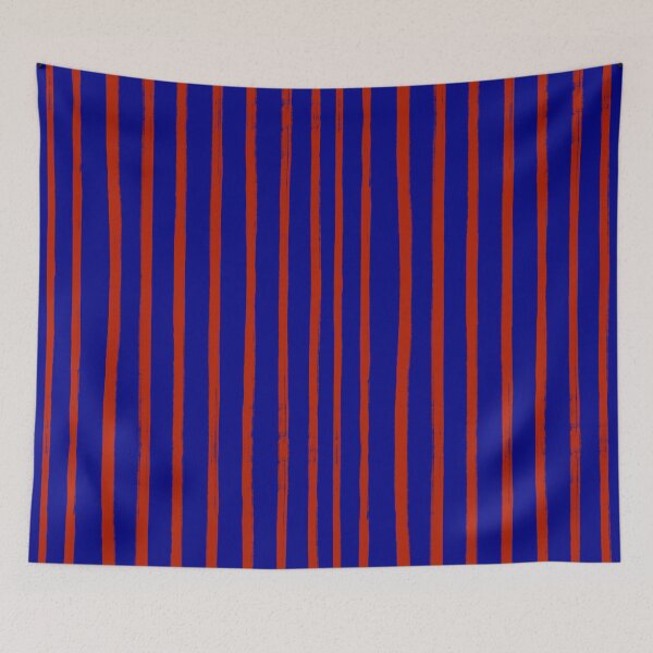 Item preview, Red Brush Stroke Stripes Pattern on Blue designed and sold by OneThreeSix.