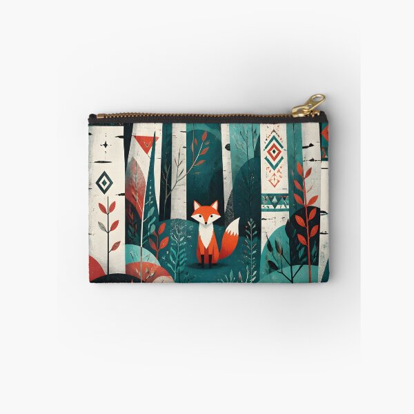 Item preview, Scandinavian Geometric Little Fox In The Birches Forest Red Sun designed and sold by GrinGalore.