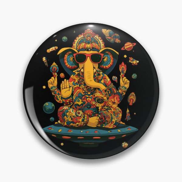 Item preview, Cool Elephant Blessing Pose Green UFO Red Sunglasses Pop Art designed and sold by PANNARUK THAILAND.