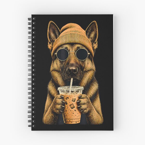 Item preview, German Shepherd Hipster Dog Drinking Iced Coffee Sunglasses designed and sold by Krwasatoune.