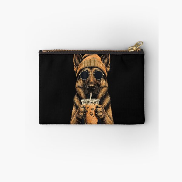 Item preview, German Shepherd Hipster Dog Drinking Iced Coffee Sunglasses designed and sold by Krwasatoune.