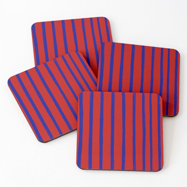 Item preview, Blue Brush Stroke Stripes Pattern on Red designed and sold by OneThreeSix.