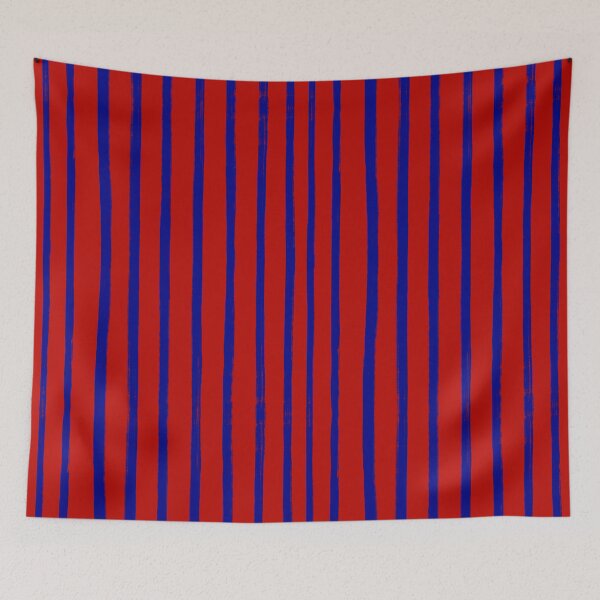 Item preview, Blue Brush Stroke Stripes Pattern on Red designed and sold by OneThreeSix.