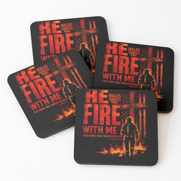 Item preview, He Walks Through The Fire With Me Psalm 23 4 Firefighter designed and sold by Krwasatoune.