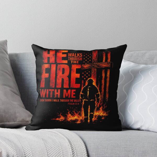 Item preview, He Walks Through The Fire With Me Psalm 23 4 Firefighter designed and sold by Krwasatoune.