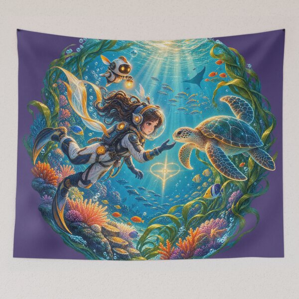 Item preview, Ocean of Kindness Sea Turtle Fantasy Art designed and sold by ADEL MASSRY (AM)©.