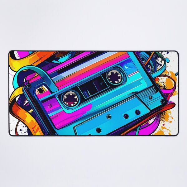 Item preview, Retro Cassette Tape Explosion | Neon 80s Music Aesthetic | Synthwave Mix Tape Art designed and sold by dj-illustration.