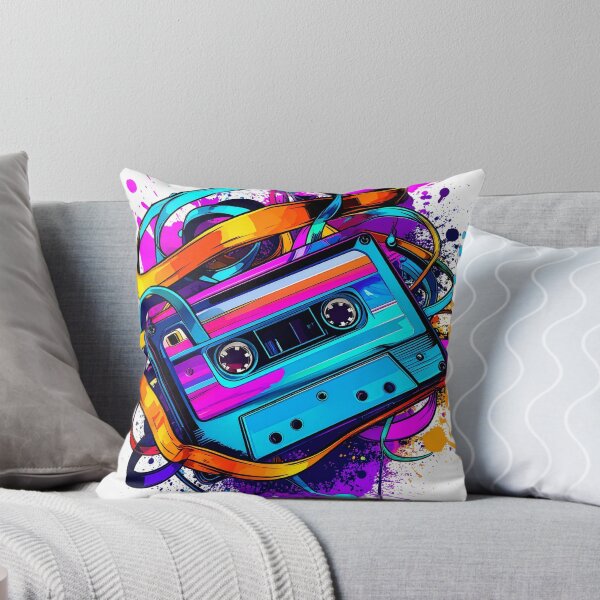 Item preview, Retro Cassette Tape Explosion | Neon 80s Music Aesthetic | Synthwave Mix Tape Art designed and sold by dj-illustration.