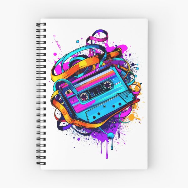 Item preview, Retro Cassette Tape Explosion | Neon 80s Music Aesthetic | Synthwave Mix Tape Art designed and sold by dj-illustration.