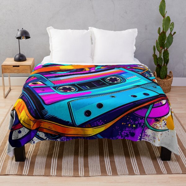 Item preview, Retro Cassette Tape Explosion | Neon 80s Music Aesthetic | Synthwave Mix Tape Art designed and sold by dj-illustration.