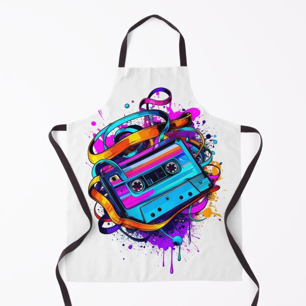 Item preview, Retro Cassette Tape Explosion | Neon 80s Music Aesthetic | Synthwave Mix Tape Art designed and sold by dj-illustration.