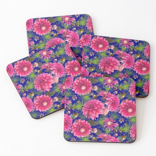 Item preview, Dahlias and Papyrus on Navy 000180 designed and sold by Art in My Loft.