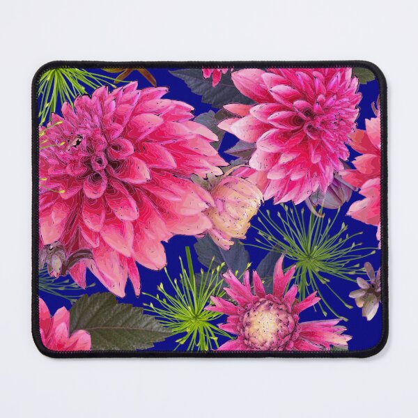 Item preview, Dahlias and Papyrus on Navy 000180 designed and sold by Art in My Loft.