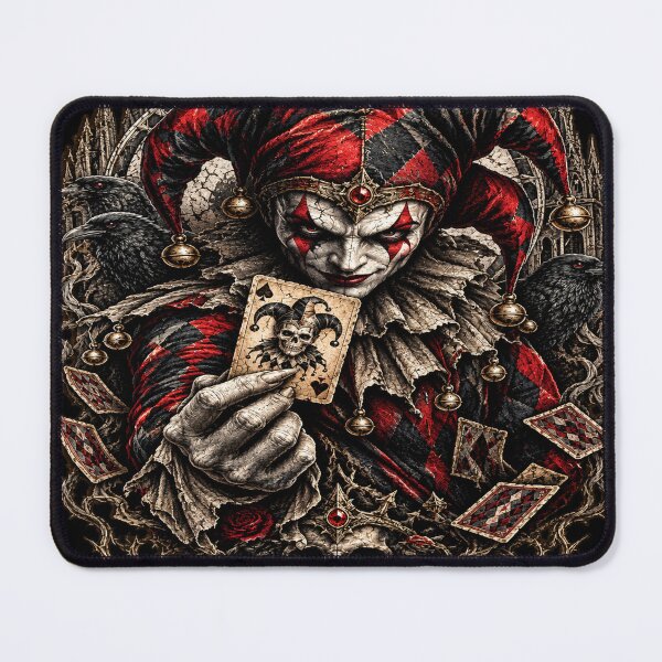 Item preview, Gothic Jester of Fate – Dark Harlequin Raven Skull Card Art designed and sold by TheInkRaven.
