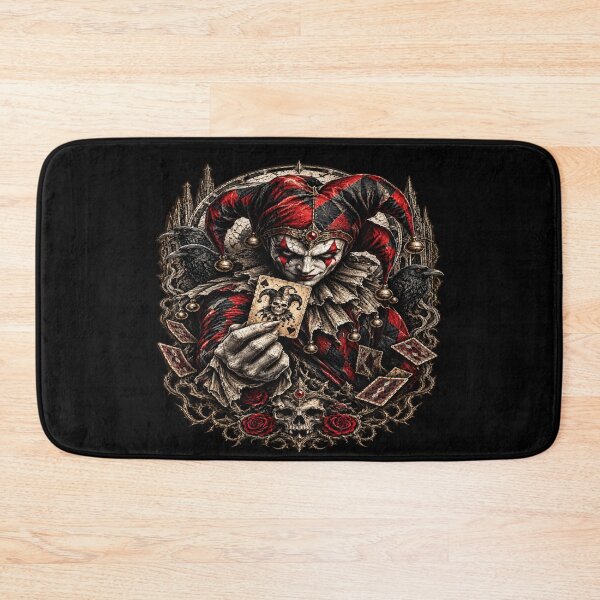 Item preview, Gothic Jester of Fate – Dark Harlequin Raven Skull Card Art designed and sold by TheInkRaven.