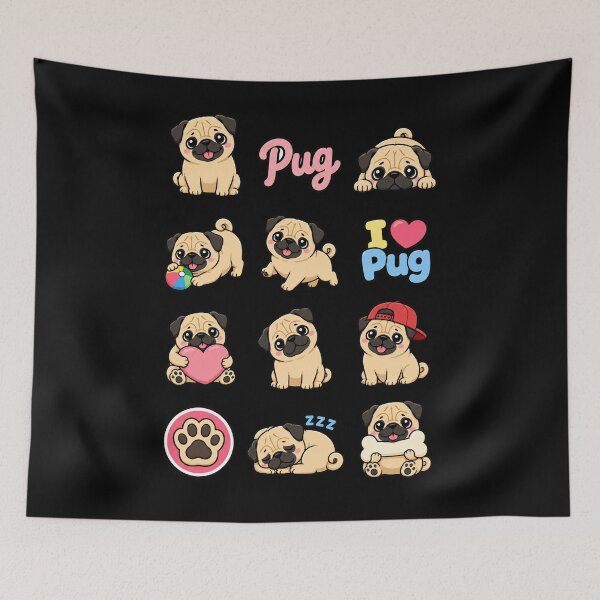 Item preview, Cute Pug stickers and apparel design designed and sold by rafaeltto.
